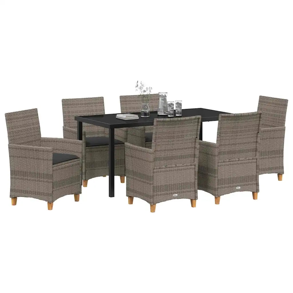 Set da Pranzo per Giardino 7 pcs Grigio polyrattan 3381076