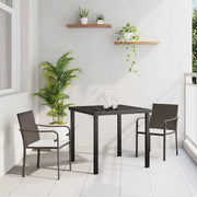 Set da Pranzo per Giardino 3 pcs Marrone e Nero Rattan in PE