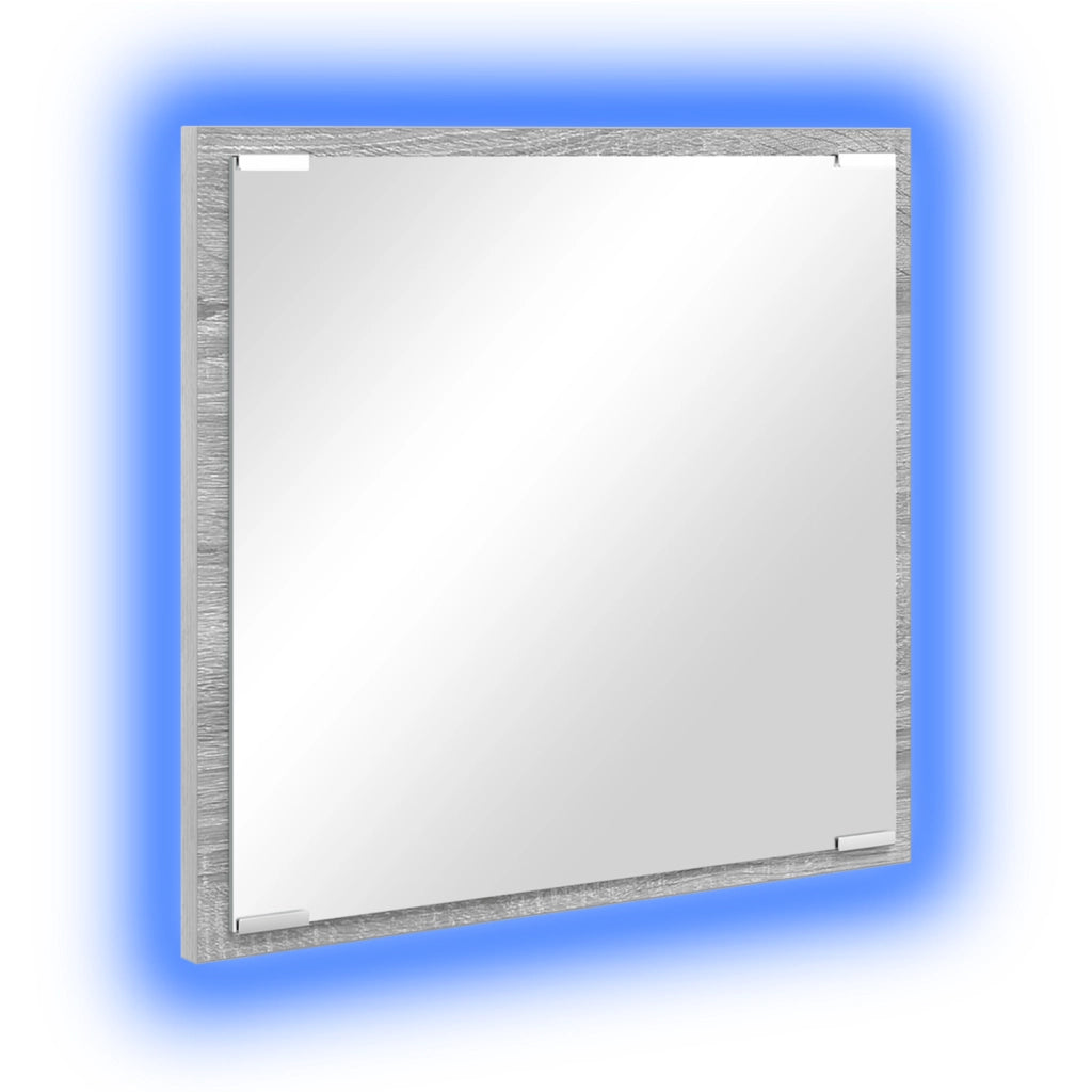 Specchio da Bagno LED Grigio Sonoma 40x8.5x37 cm Legno Ingegnerizzato