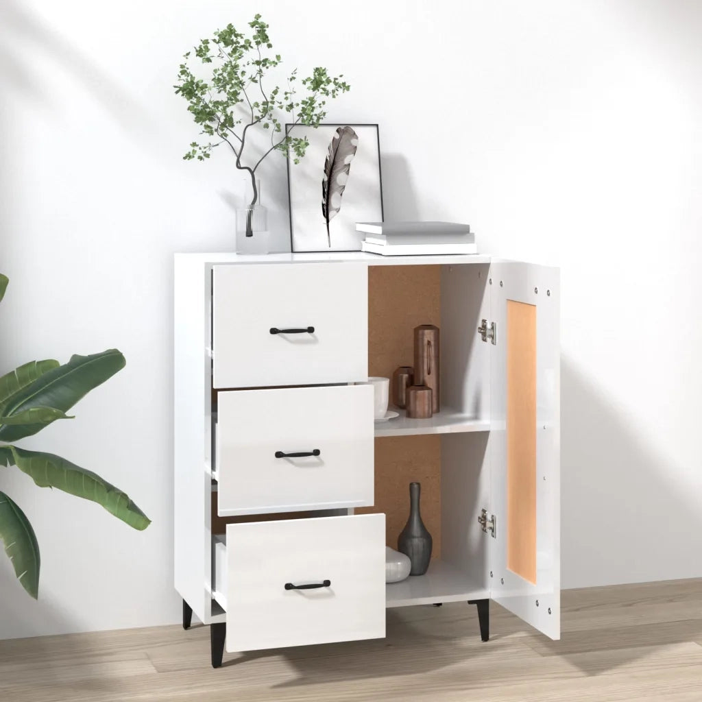 Credenza-Buffet-Armadio da cucina 69,5x34x90 cm in Legno Multistrato Bianco Lucido 271882