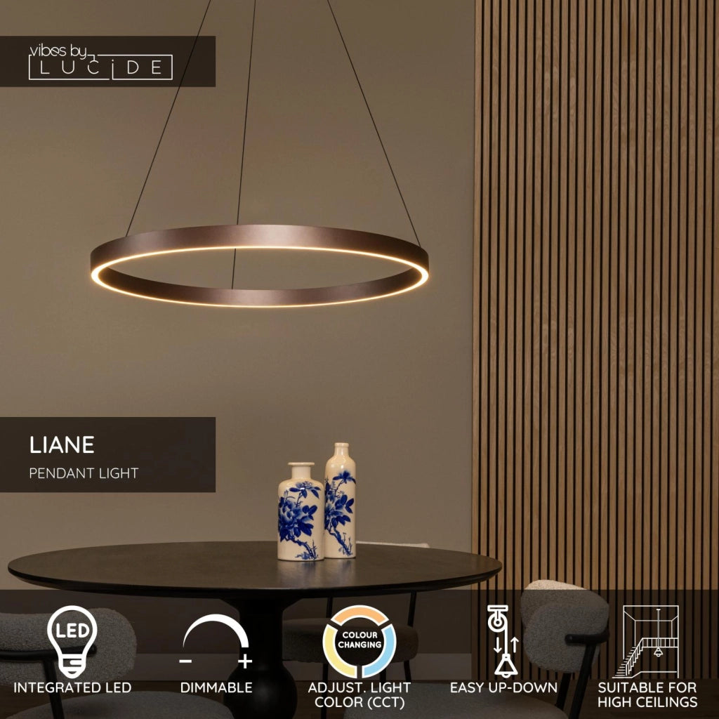 Lampada sospesa ring ruggine LIANE LED 80 cm Lucide