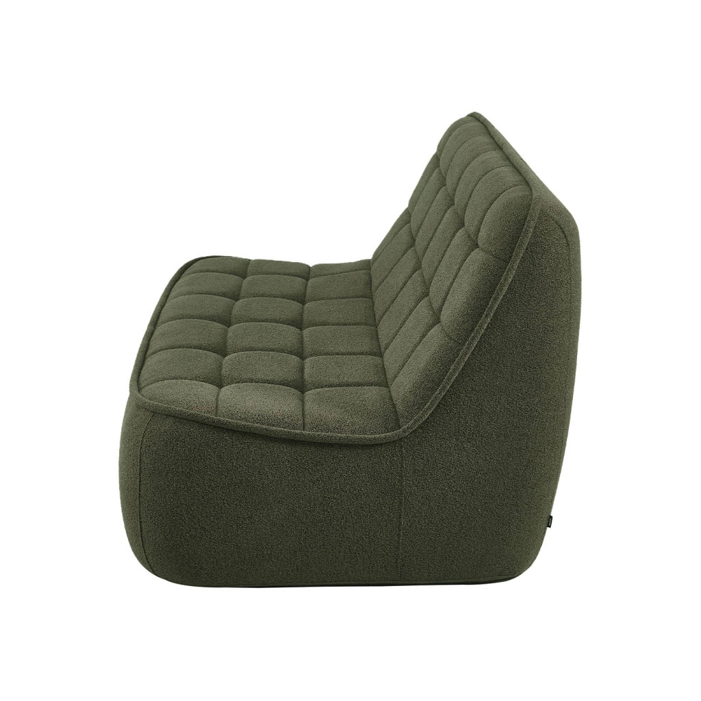 Poltrona in bouclé testurizzato, 2 posti, verde kaki