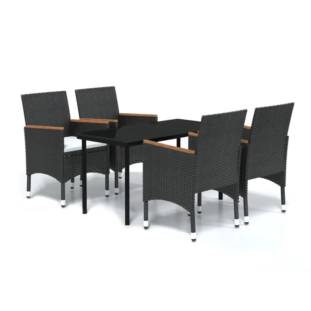 Set da Pranzo da Giardino 5 pz | Set Salotto da Giardino con Cuscini Nero