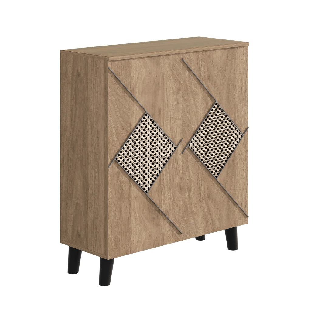 Scarpiera con più vani e ante chiuse in pannello truciolare effetto legno per ingresso 80 × 31 × 91 cm