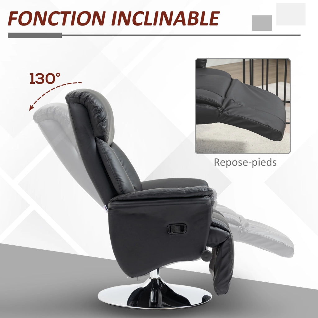 Poltrona Relax Reclinabile Girevole Poggiapiedi Regolabile ¨C Minimal ¨C Nero