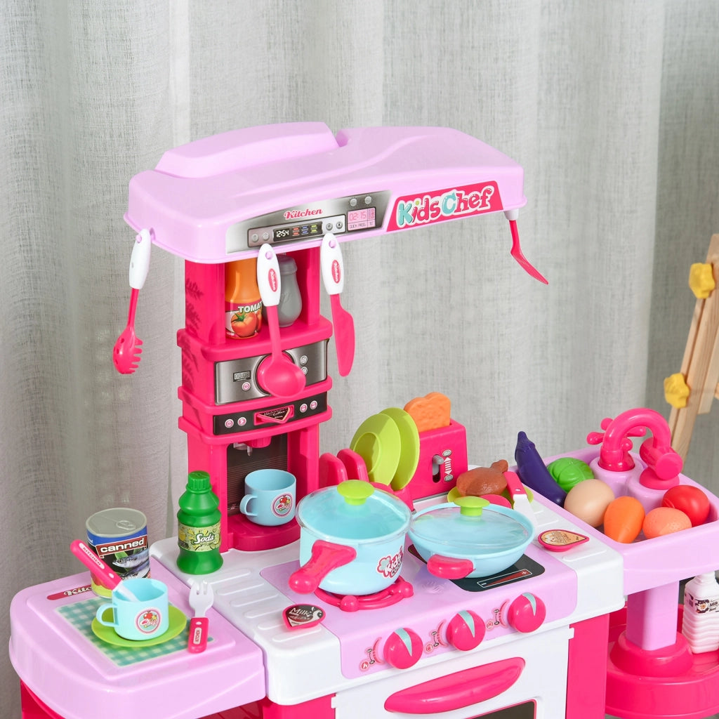 Cucina Giocattolo per Bambini 3+ Anni ¨C Xylo ¨C 38 Accessori con Luce e Suono Rosa 78x29x87cm