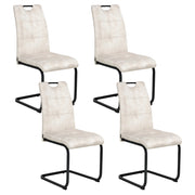 Set di 4 sedie da pranzo Rivestimento in tessuto Seduta imbottita Gambe in ferro beige chiaro