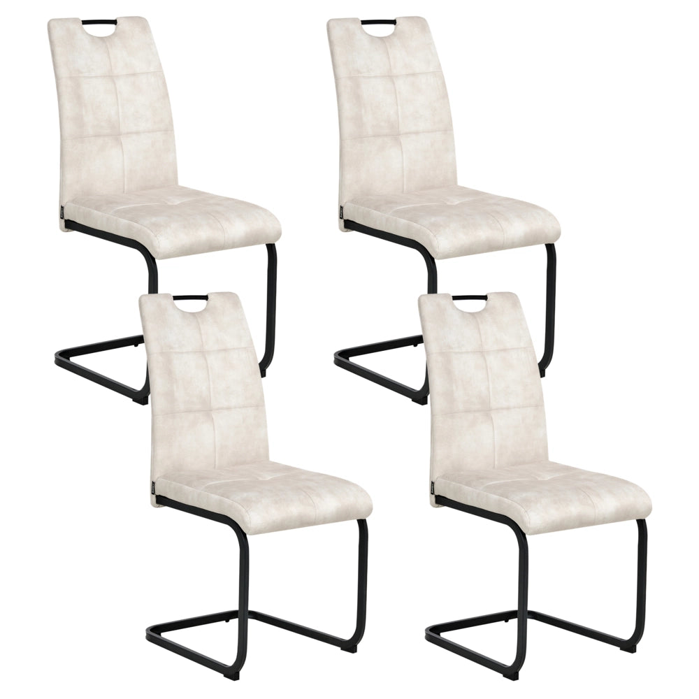 Set di 4 sedie da pranzo Rivestimento in tessuto Seduta imbottita Gambe in ferro beige chiaro