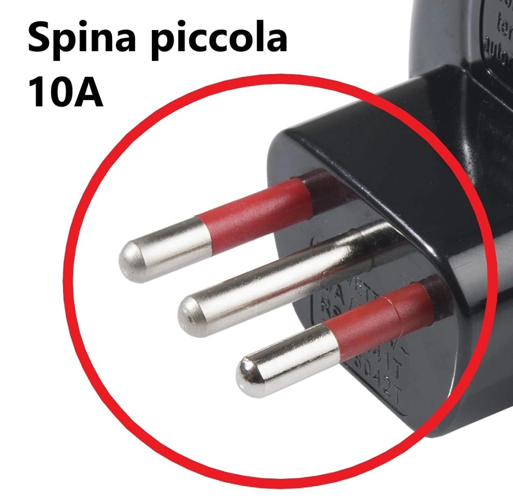 Adattatore Triplo con Protezione Prese 10 e 16 A 2P con T Colore Nero