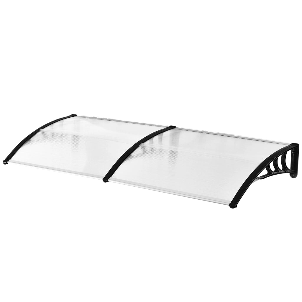 EasyComfort Pensilina Tettoia da Esterno 195x75cm, Tettoia per Esterno in Policarbonato e Alluminio, per Balcone Finestre e Porte, Trasparente
