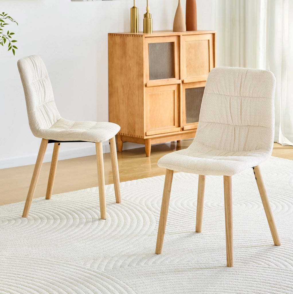 Sedia da pranzo 88 cm bianca in tessuto, set da 2, stile nordico per cucina