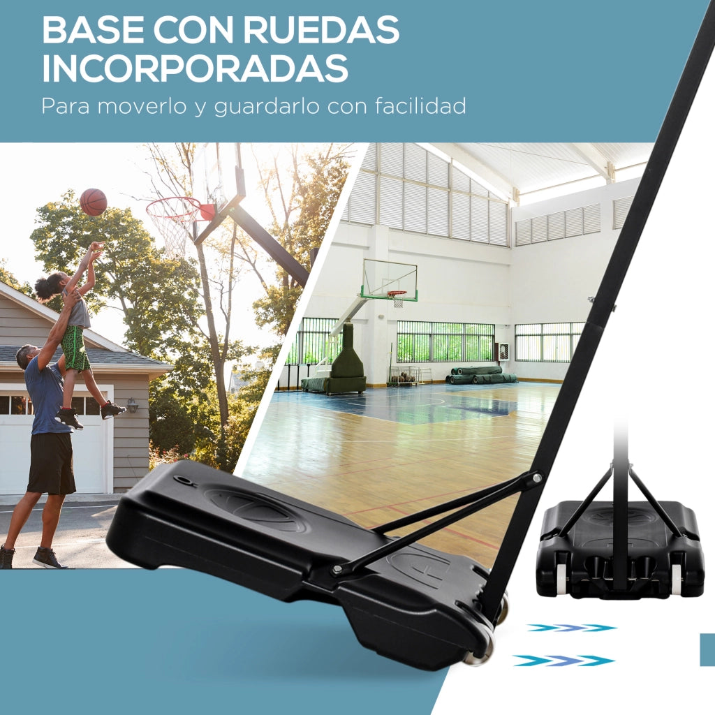 Canestro da Basket Regolabile 155-210 cm Base Riempibile e Ruote ¨C zephmum ¨C Multicolore