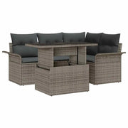 Set Divano da Giardino con cuscino 5 pcs Grigio Poly Rattan 3357012