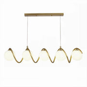 Trade Shop - Lampadario A Sospensione Soffitto Twister Con 5 Sfere Vetro Lampada Bronzo G9 B96 -