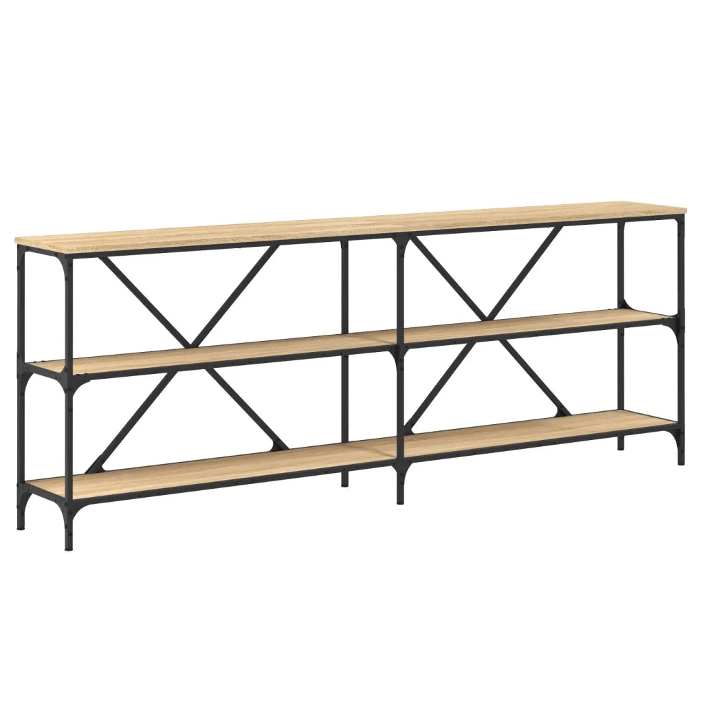 Tavolo Consolle Rovere Sonoma 200x30x75 cm Multistrato e Ferro 832859