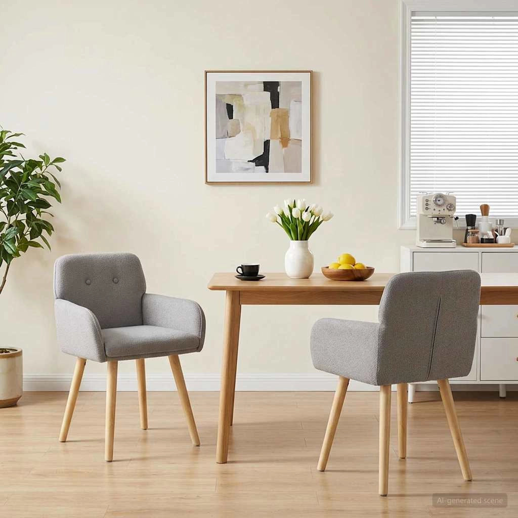 Sedie da pranzo 2 pz Bouclé Grigio Chiaro 59 x 56,5 x 85 cm 42034324