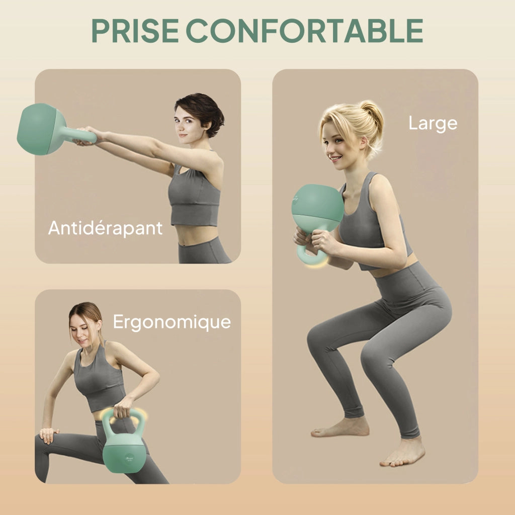 Kettlebell 8 kg ¨C zephmum ¨C 19x19x28 cm, verde, maniglia antiscivolo