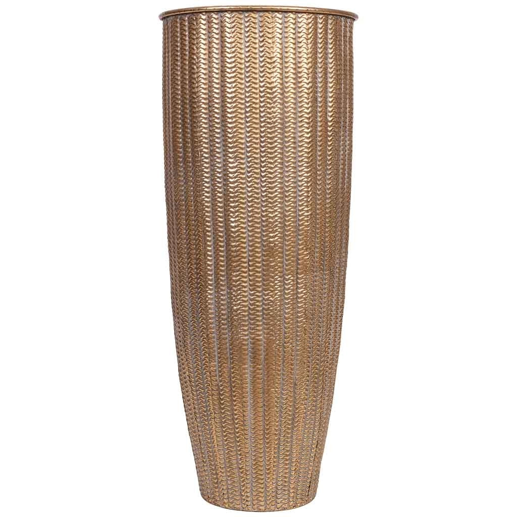 Vaso in metallo dorato 41,5x41,5x100h cm