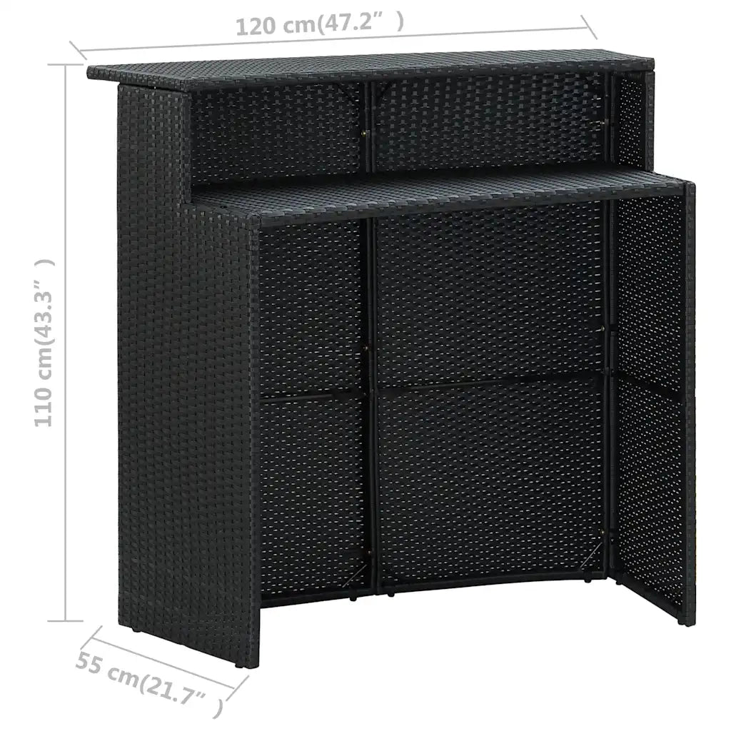 Set Bar da Giardino 3 pz | Set Salotto da Giardino con Cuscini Nero