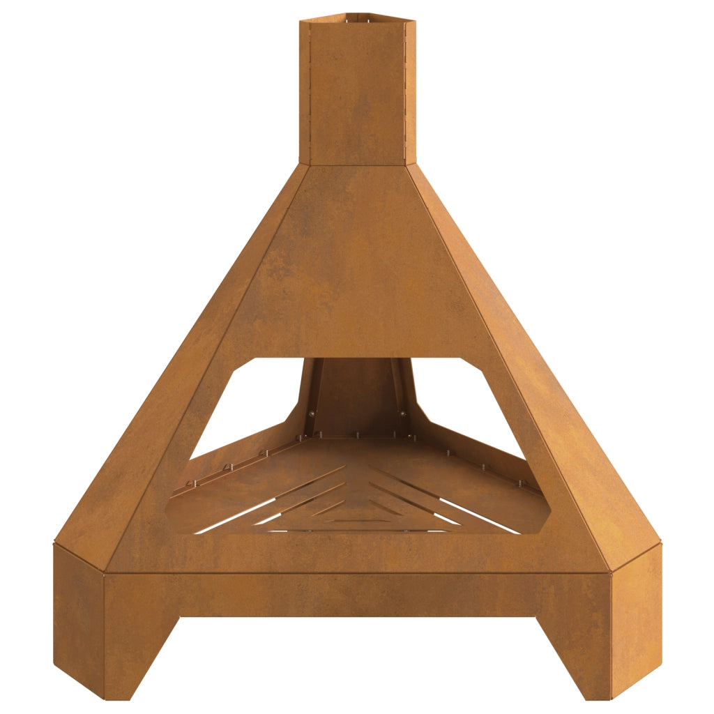 Focolare  con camino 50x43x52 cm in acciaio resistente agli agenti atmosferici