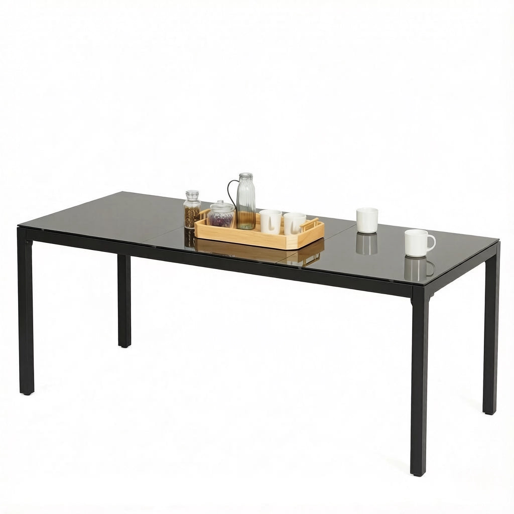TAVOLO da pranzo da esterno 180x80x72 cm Alluminio Nero