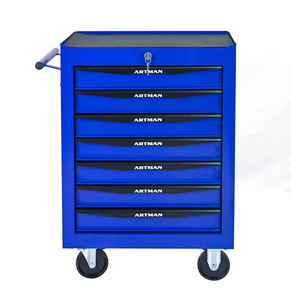 Cassettiera Porta Utensili su Ruote ¨C MINIMAL ¨C 7 Cassetti, Acciaio, Nero e Blu