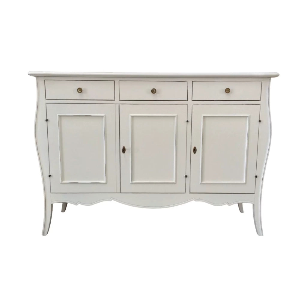 Madia credenza 3 porte in legno bianco opaco l.151.p.50 h.105 (3088) - Mobili 2G