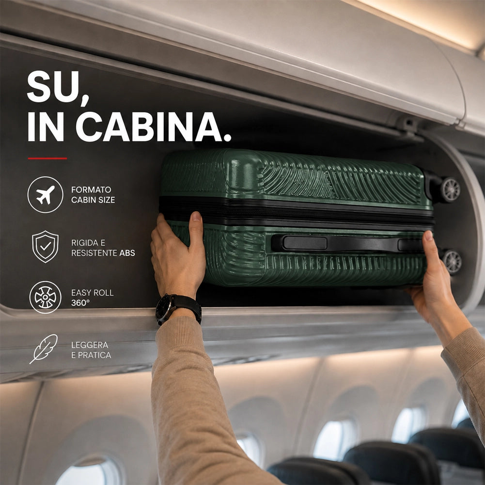 Valigia Bagaglio a Mano 55x40x20 cm Verde Trolley Ortega Adatto Ryanair Easyjet