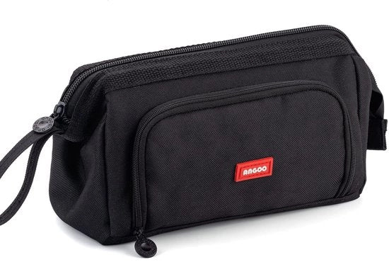 Etui con grande tas Portatile portamonete Portatile organizzatore per cosmetici per ufficio Scuola secondaria Studente Ragazza Adolescente - Nero