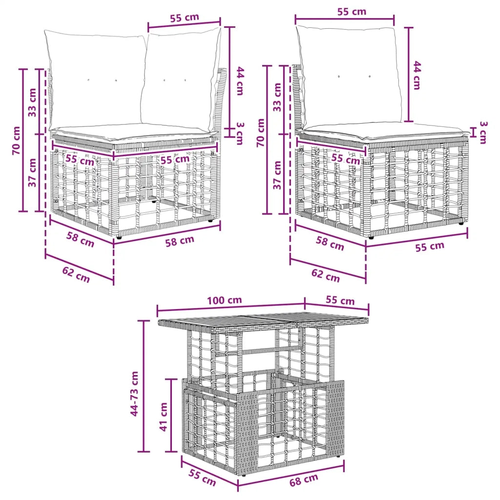 Set Divano da Giardino 6 pz Nero e Grigio scuro polyrattan 3437843