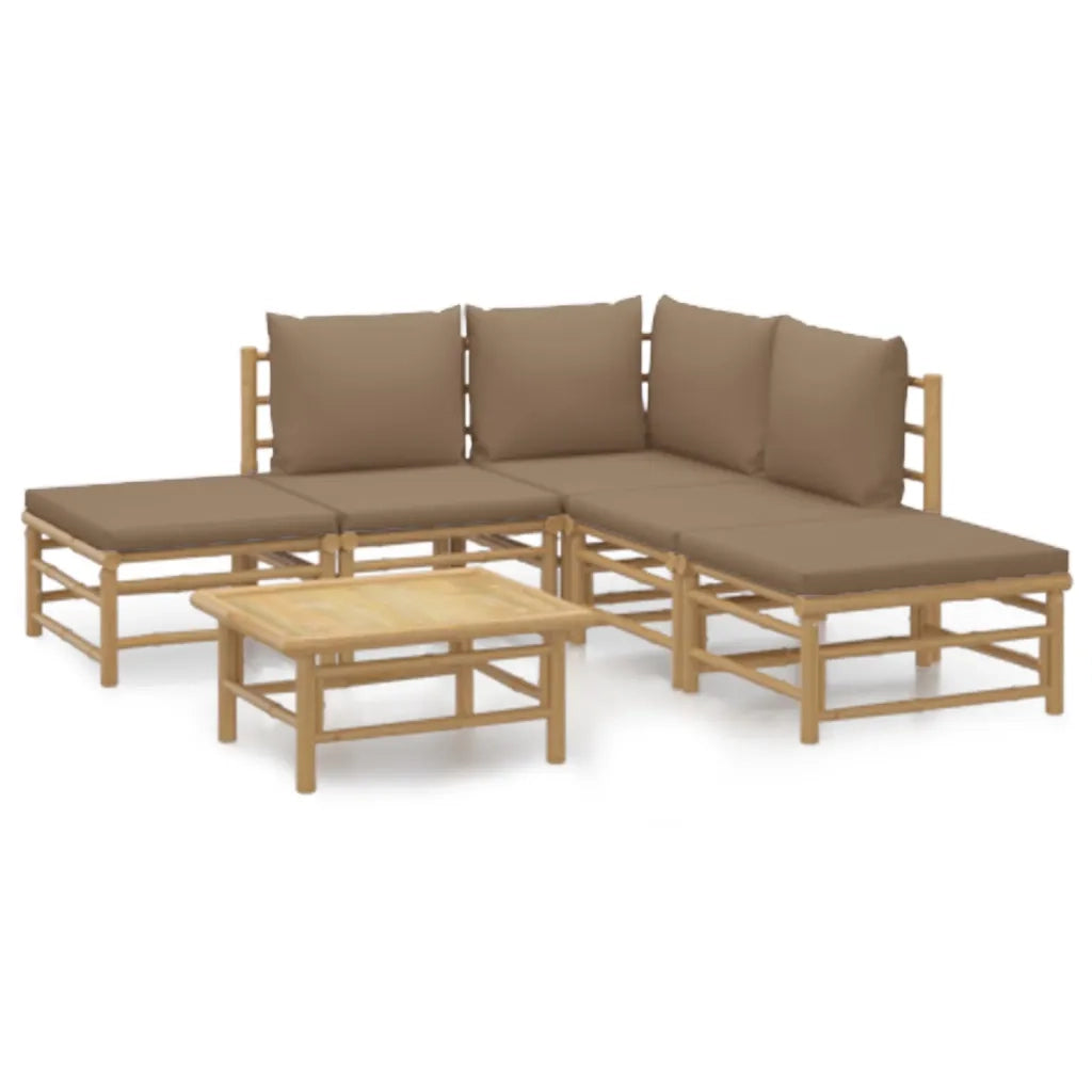 Set Salotto da Giardino 6pz con Cuscini Tortora BambÃ¹