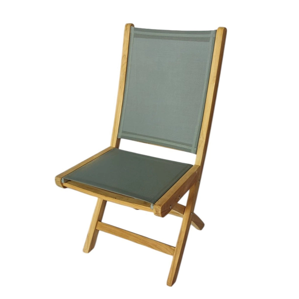 Sedia pieghevole in legno di teak e textilene - LUCINA