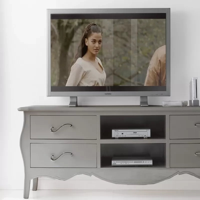 Porta tv in legno in legno shabby tortora madreperla 182x50x61 (1372) - Mobili 2G