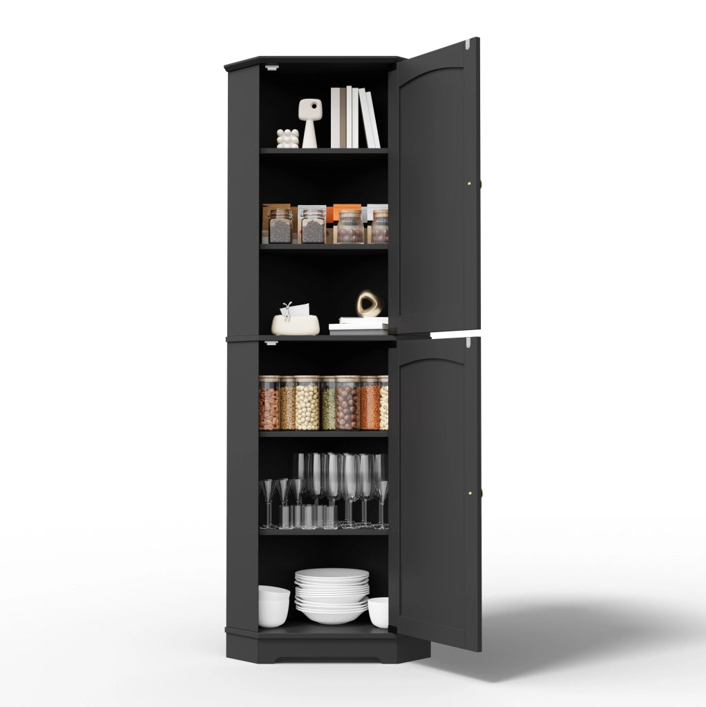 Armadio angolare con 2 ante e ripiani regolabili; 42 x 42 x 166 cm; in MDF nero
