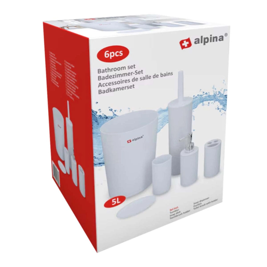 Kit di Pulizia 6 pezzi per Bagno Pratico Completo Bianco Alpina