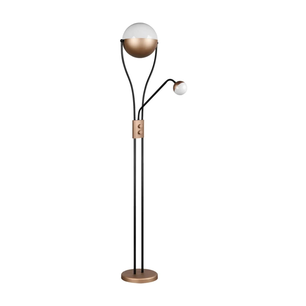 LÚZETE - LAMPADA DA TERRA LED 18W+3,8W 3000K METALLO COFFEE CASCATA