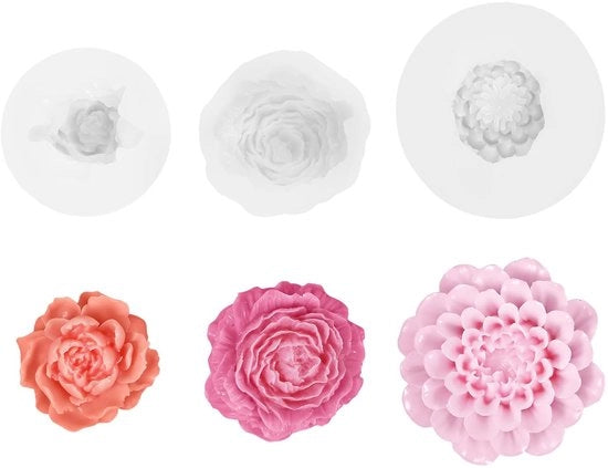 Forme a cera 3D - Mucche di silicone - Forme a cera - Dahlia/Jasmim/Pioenroos - Cere per fiore - Per la creazione di fiori - Cere per la stagione primaverile