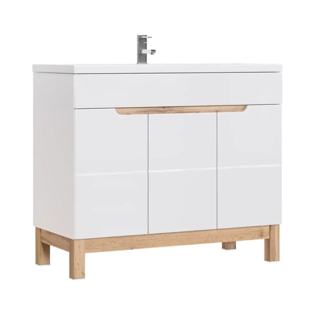 Set da bagno ERMANO: mobile sottolavabo 100cm + lavabo da incasso + sifone + mobili con specchi