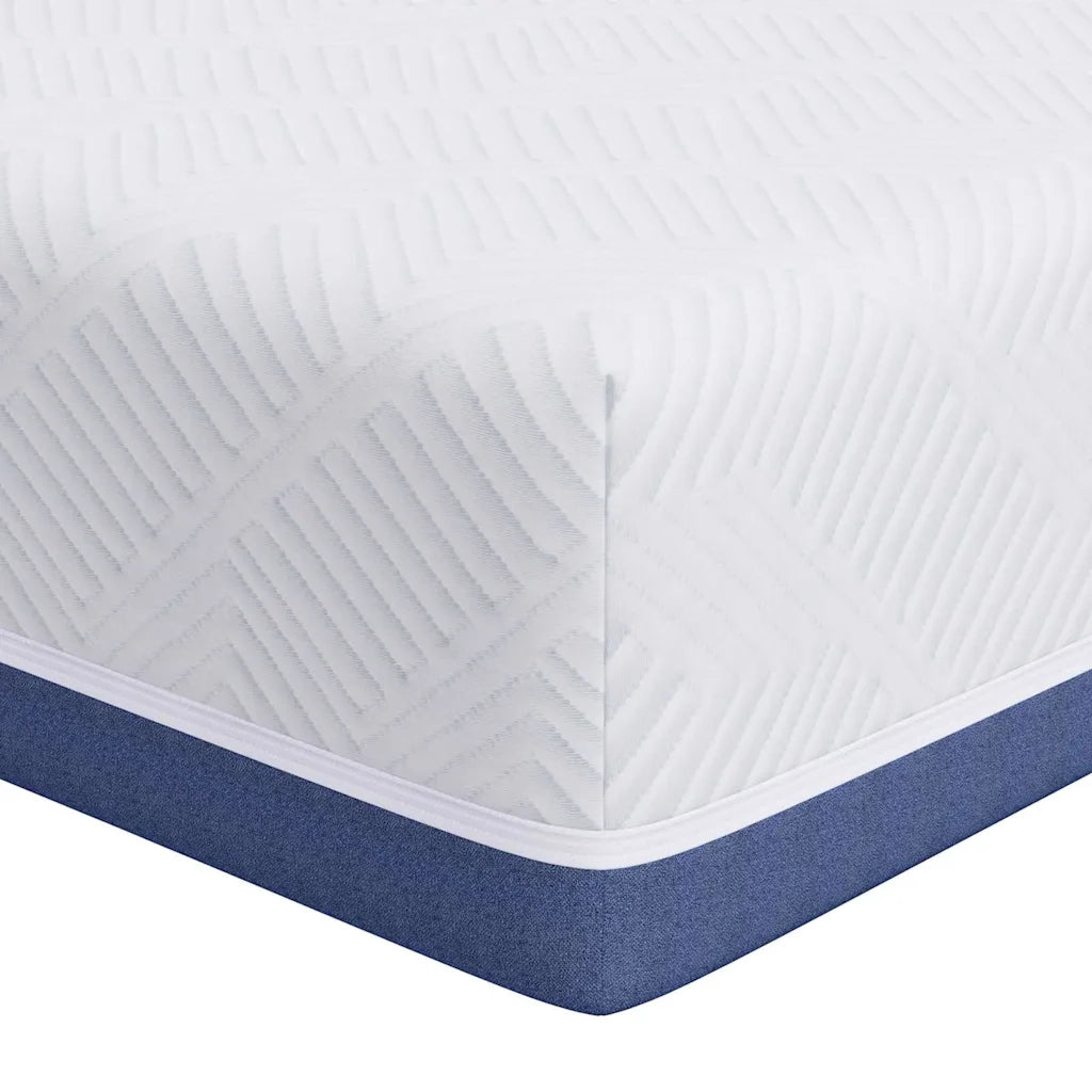 Materasso Bianco e Blu 140 x 200 cm Tessuto Jacquard