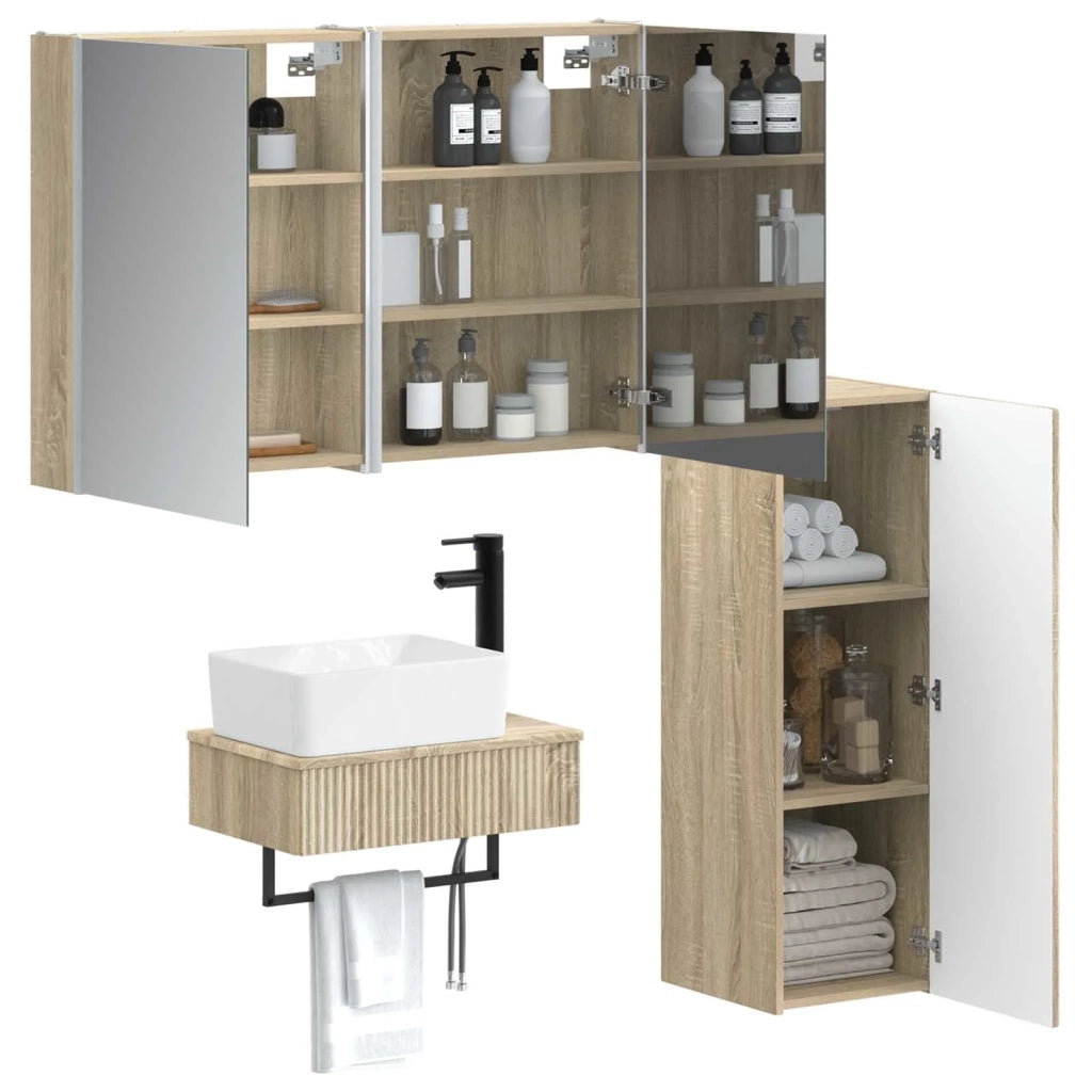 Set di mobili per il bagno 4 pz Rovere Sonoma 3407401