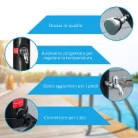 Doccia Solare Riscaldata 60° per Esterno con Serbatoio da 20 Litri e Miscelatore, Nero