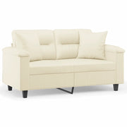Divano | Divano da soggiorno | Sofa a 2 Posti con Cuscini Crema 120 cm in Similpelle