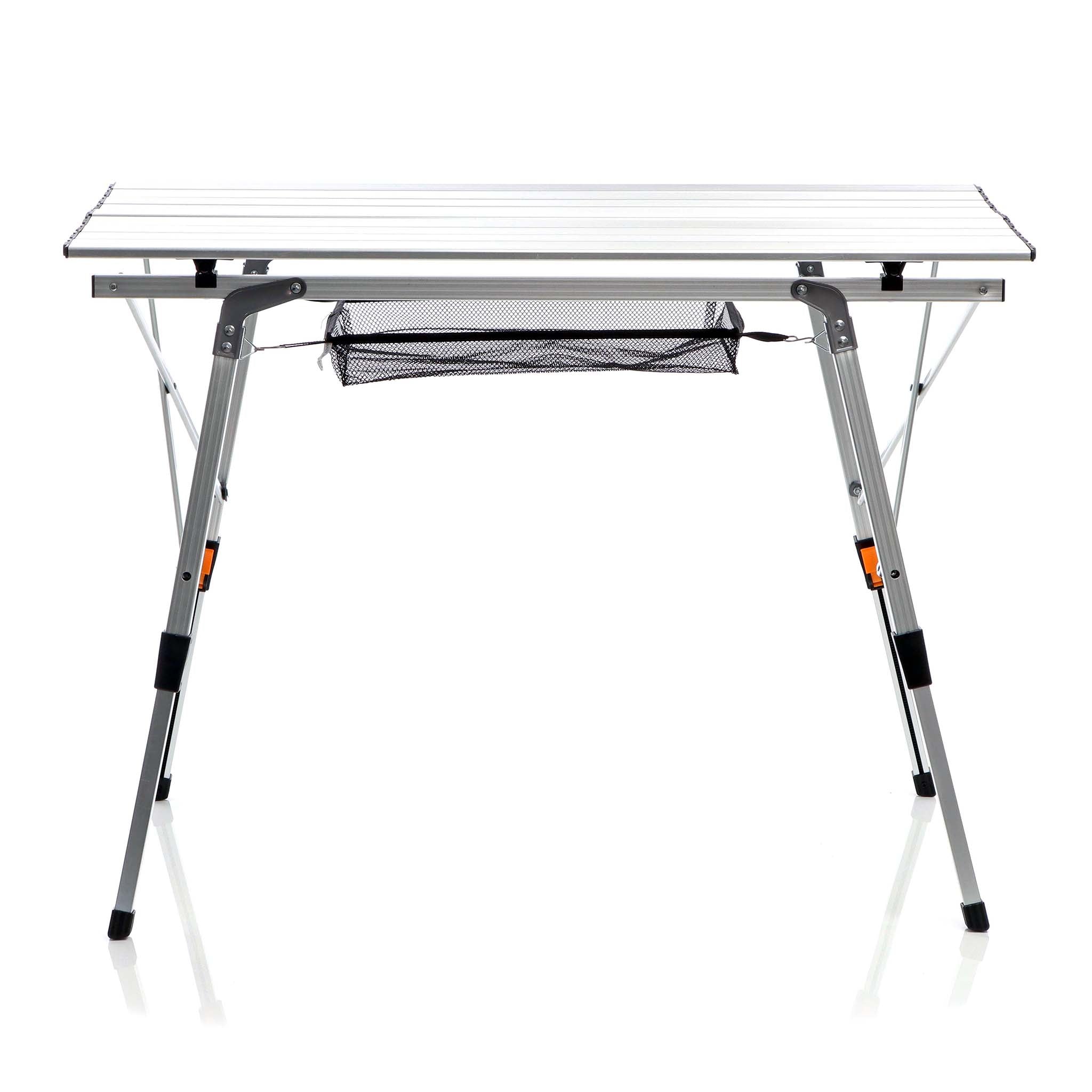 Tavolo da campeggio pieghevole e multifunzione grigio 90x53cm in alluminio