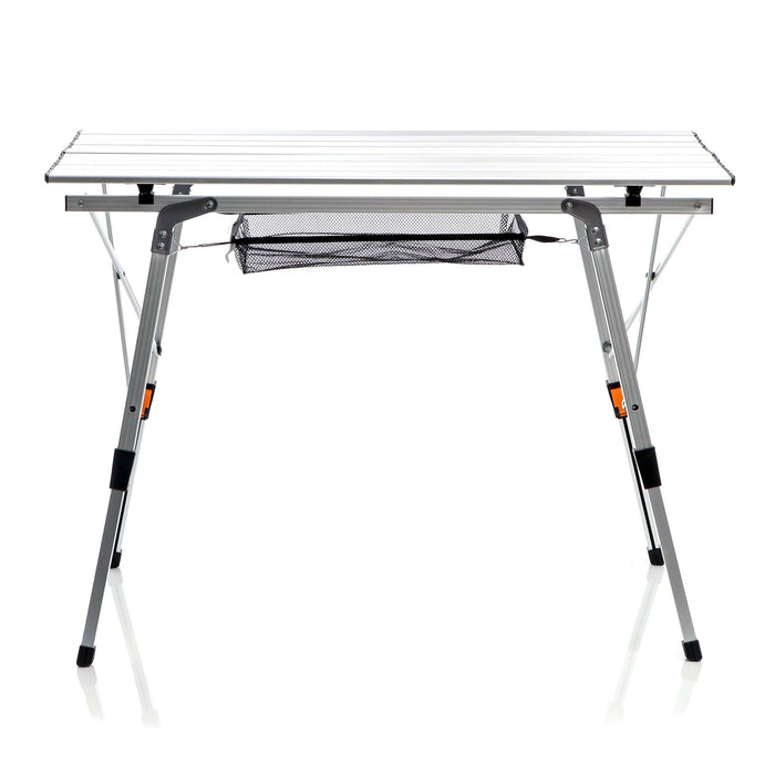 Tavolo da campeggio pieghevole e multifunzione grigio 90x53cm in alluminio