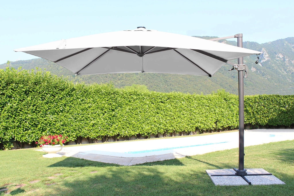 Ombrellone da Giardino decentrato con led 3x4 in alluminio - RENO