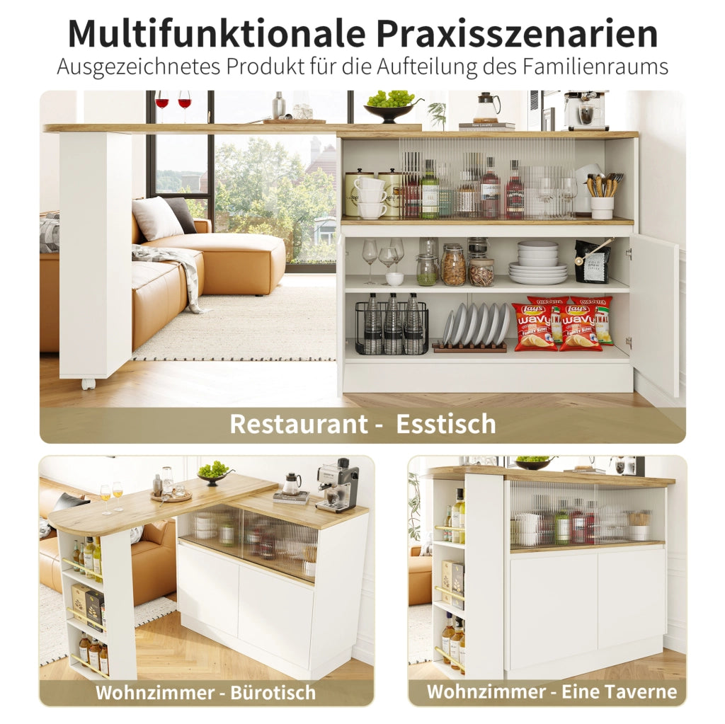 Credenza bar girevole 360° bianca in MDF