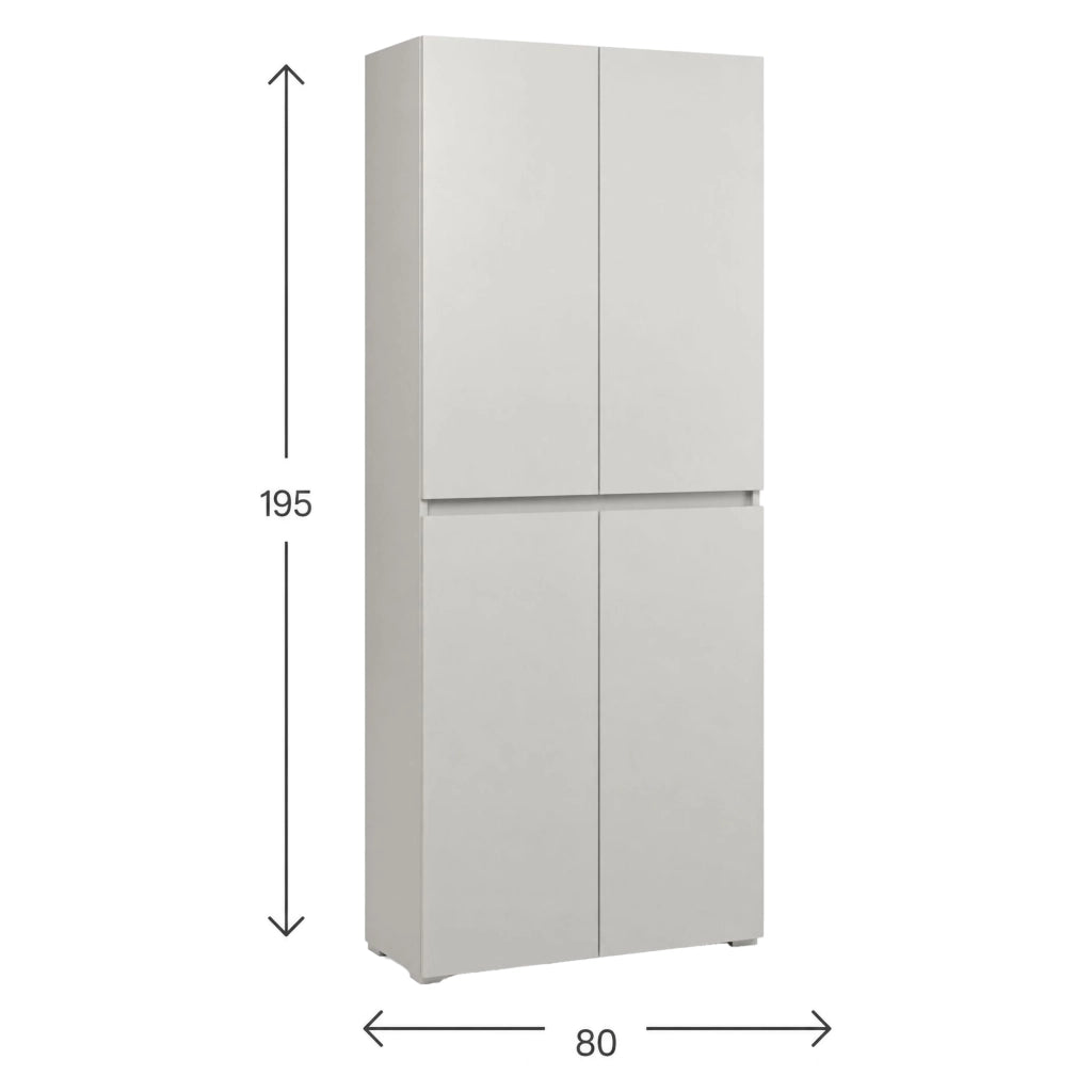 Arro, Armadio Multiuso Grande 7 Ripiani Made in Italy, 80x195h cm Grigio Chiaro