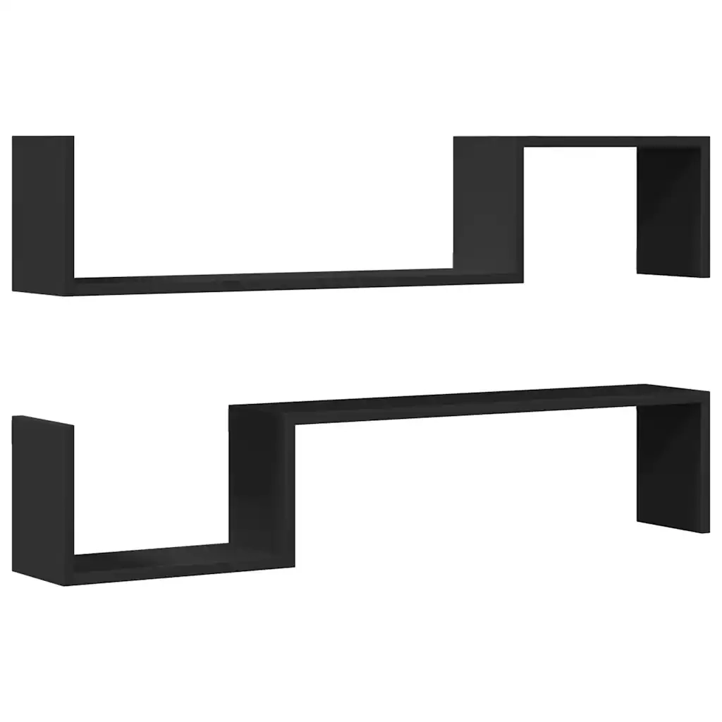 Mensole a Muro 2 pz Nere 100x15x20 cm in Truciolato cod mxl 33733