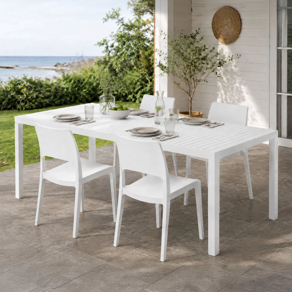 Salottino Outdoor Masisanno, set Salotto da Esterno 4 Posti Made in Italy, Bianco