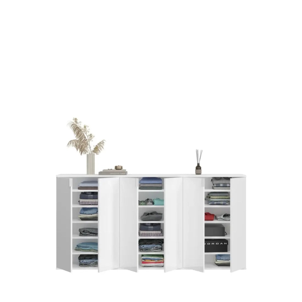 Buffet BODITE – 6 porte – Bianco laccato – Grande mobile contenitore